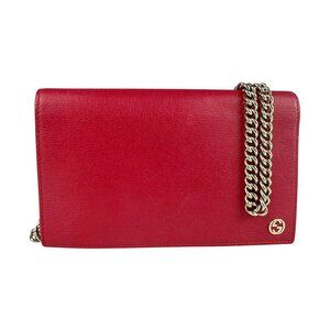 GUCCI Red Leather Shoulder Bag